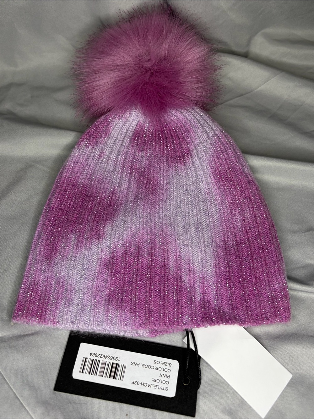 jocelyn Pink Tie-Dye Knit Pom Beanie
